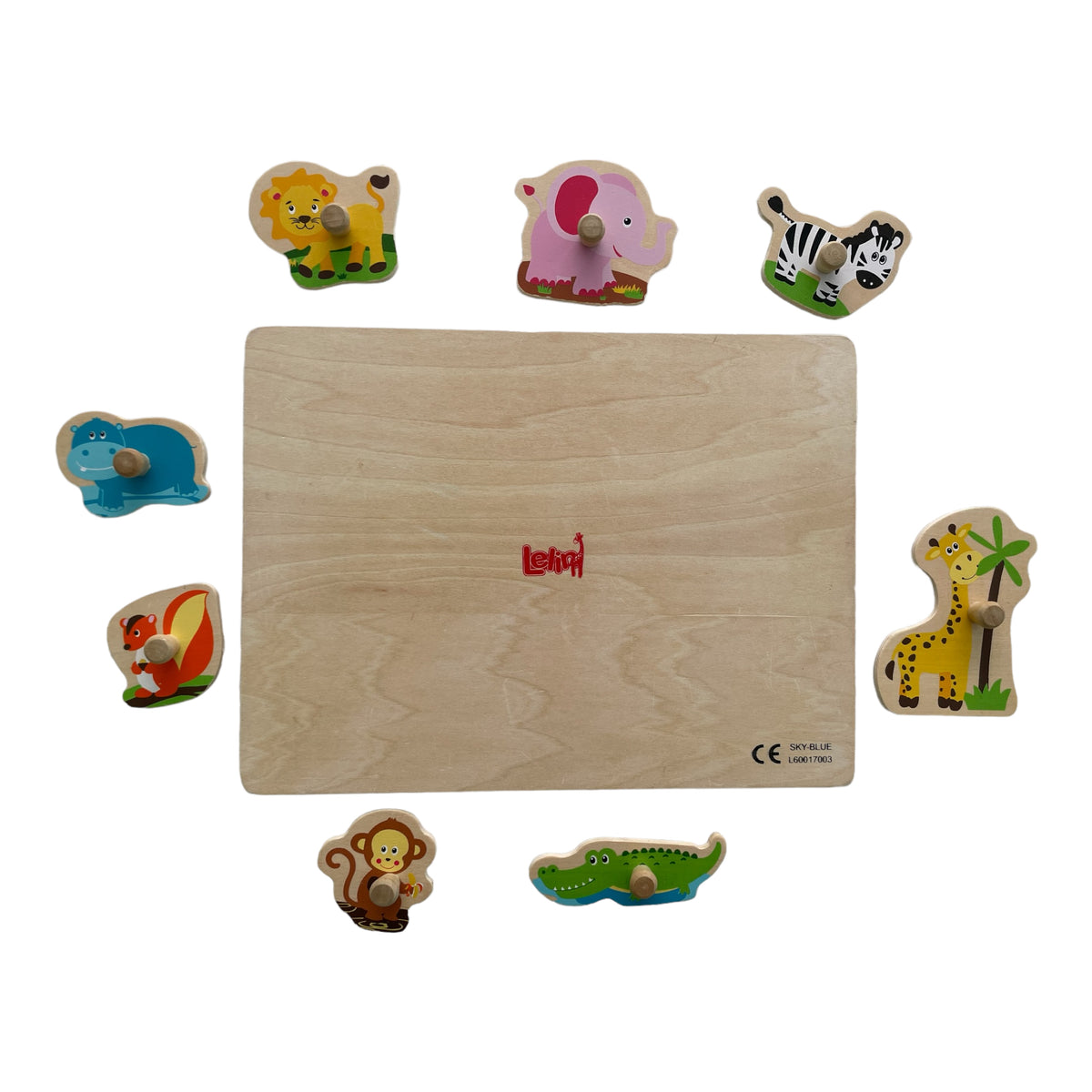 Wooden Safari Animals Peg Puzzle