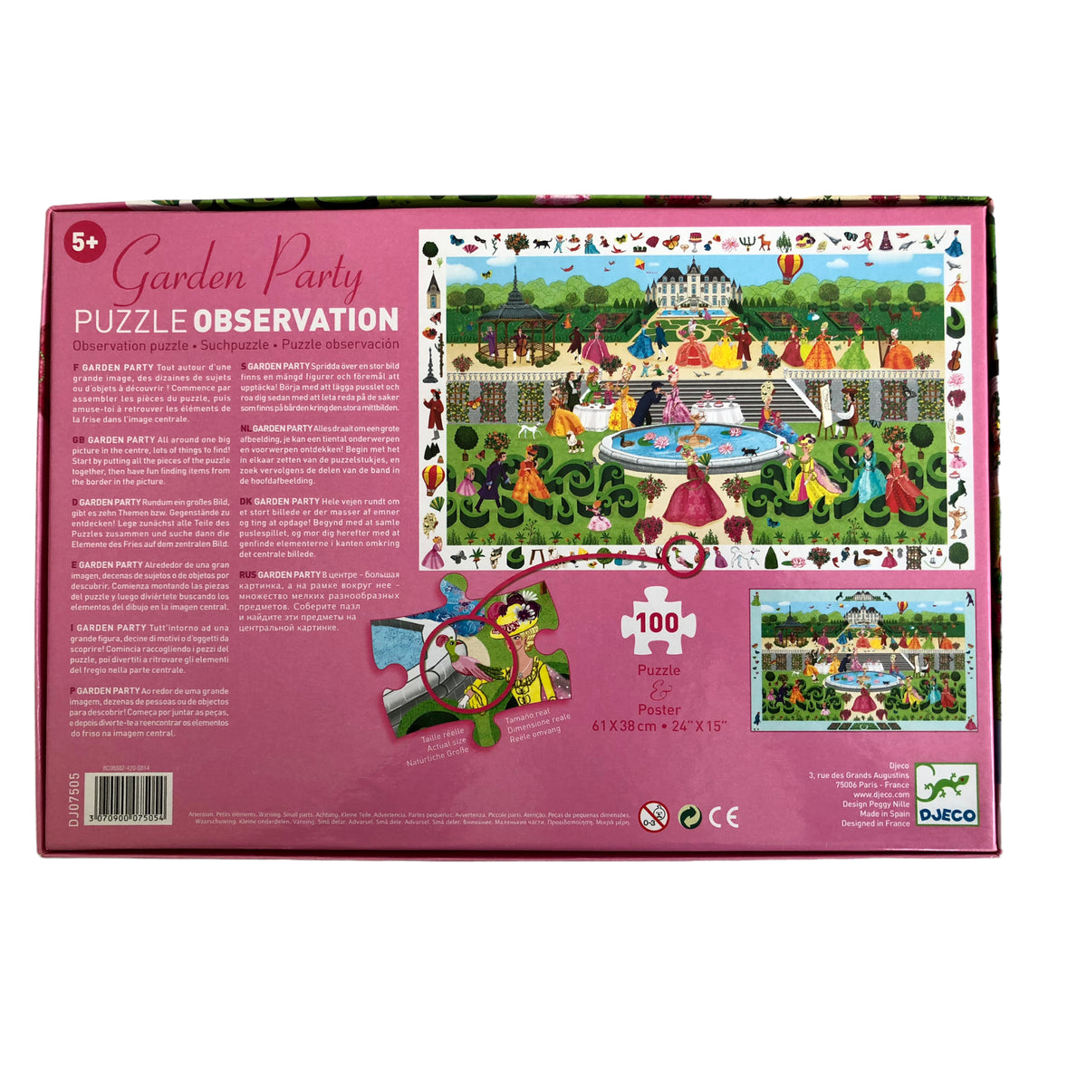 Djeco - „Garden Party“ Puzzle Beobachtung & Poster – 100 Teile