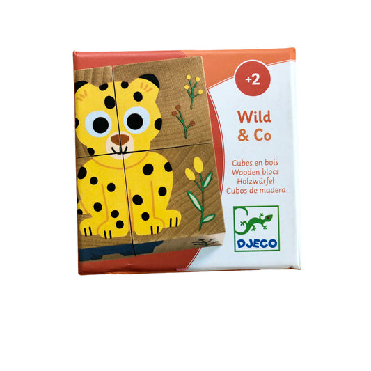 Djeco - Wooden Cube Puzzle Wild and Co