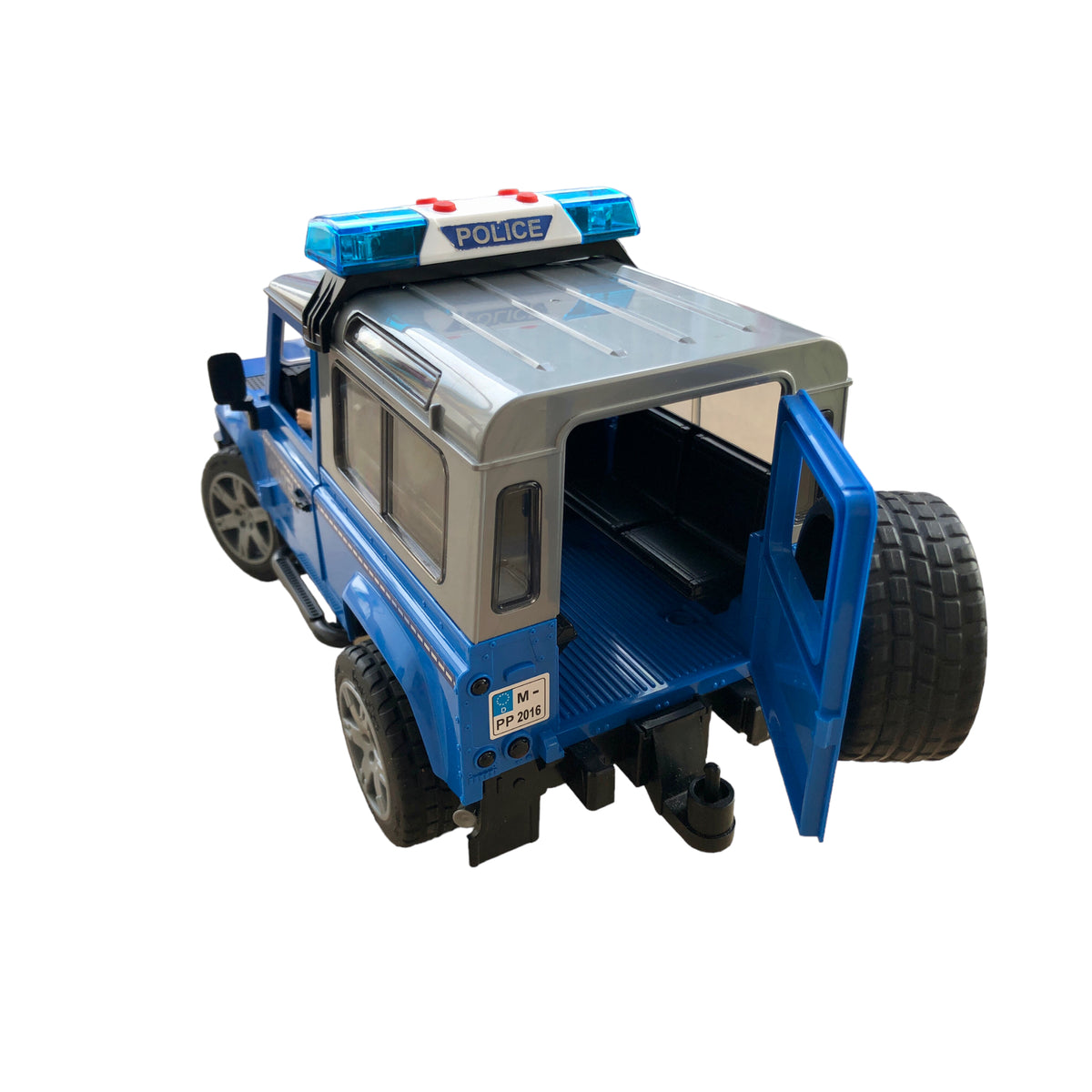 Bruder - Land Rover Defender Polizeifahrzeug blau mit Polizisten