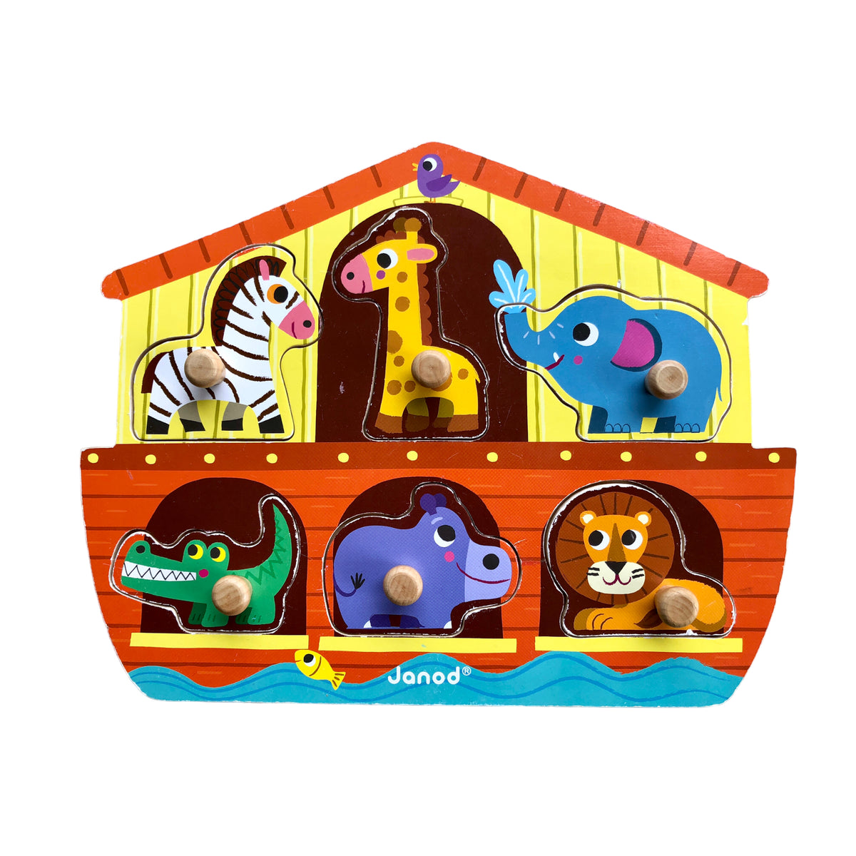 Janod - Holzpuzzle Arche Noah, 6 Teile Puzzle