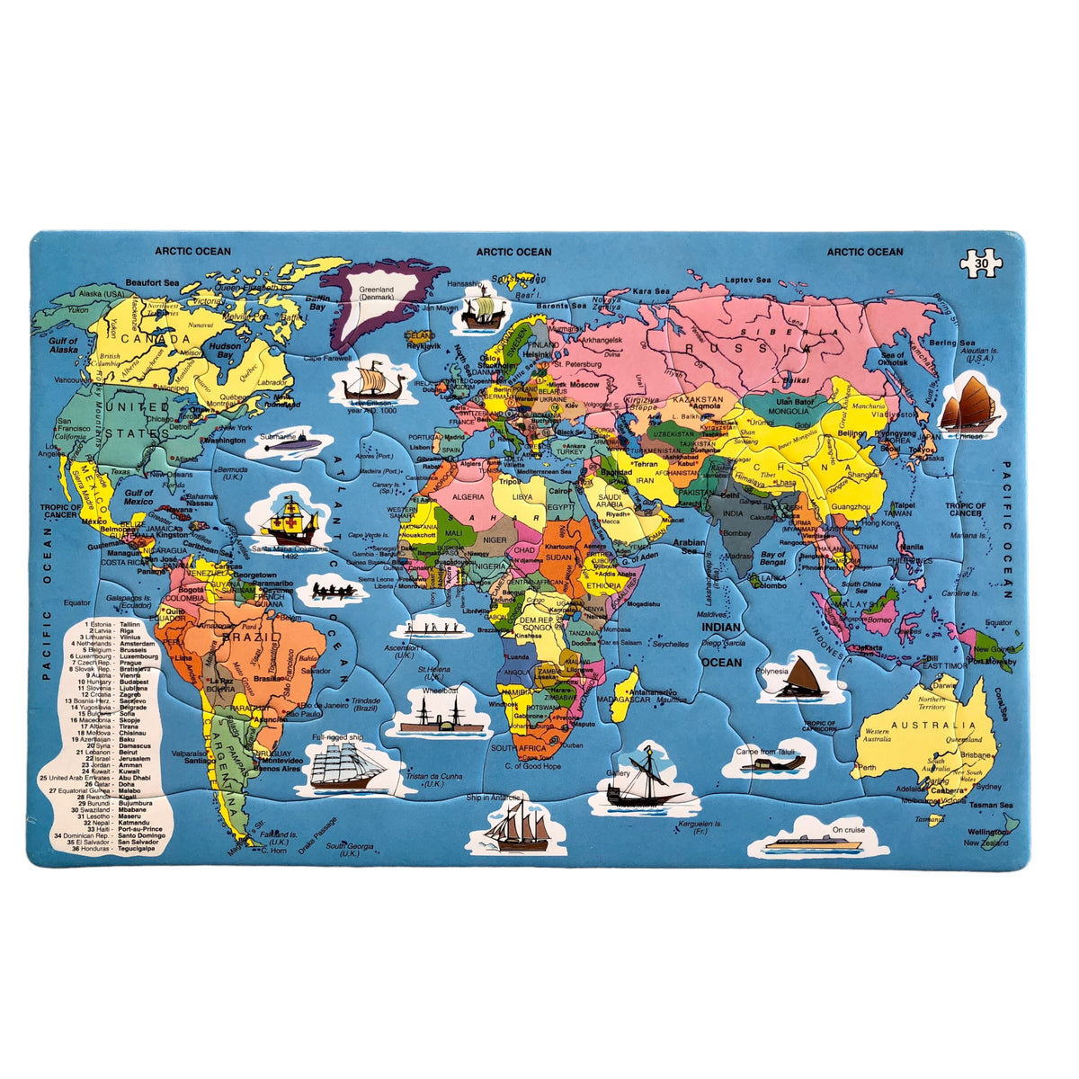 The world map puzzle- 30 pieces