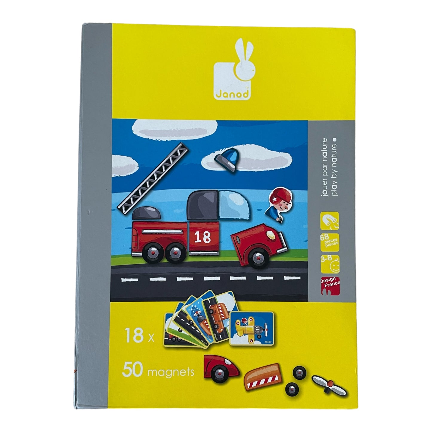 Janod Super-Magnetpuzzle „Magnetbuch – Autos“