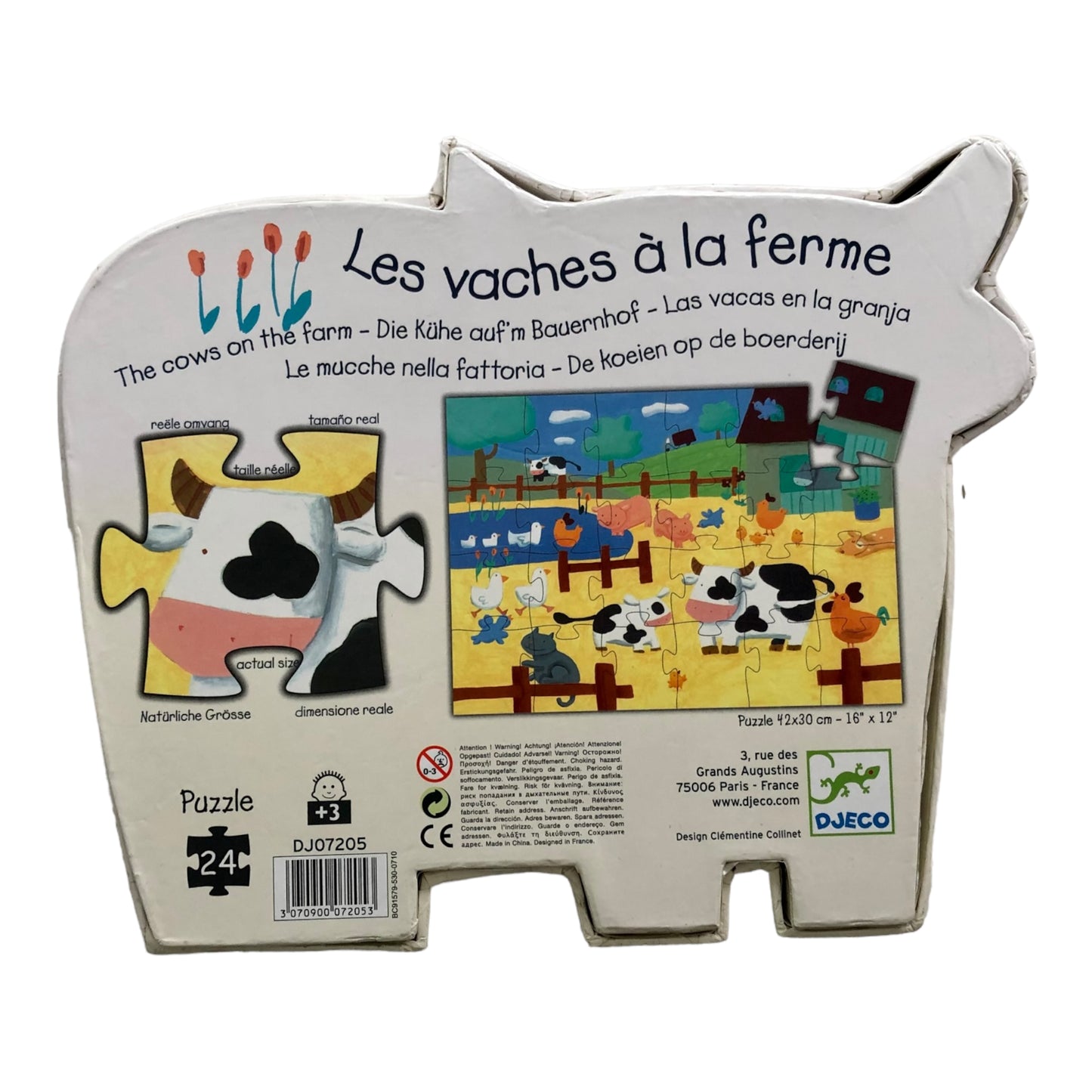 Djeco - Die Kühe auf dem Bauernhof, Silhouettenpuzzle - 24 Teile