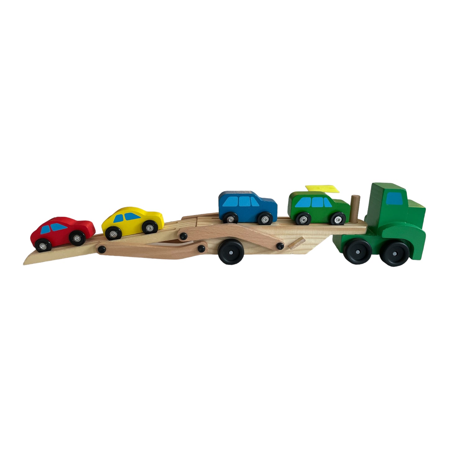 Melissa und Doug – Holzspielzeugset mit Autotransporter, LKW und Autos