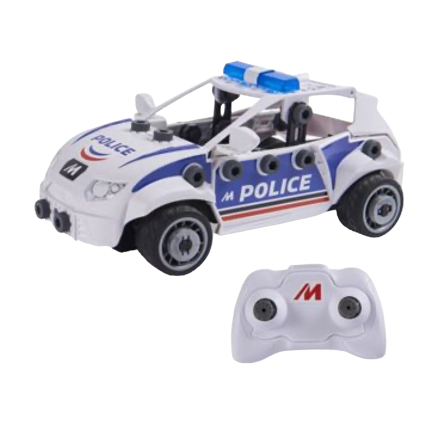 Meccano Junior, RC Police Car with Working Trunk and Real Tools, Toy Model Building Kit, STEM Toys