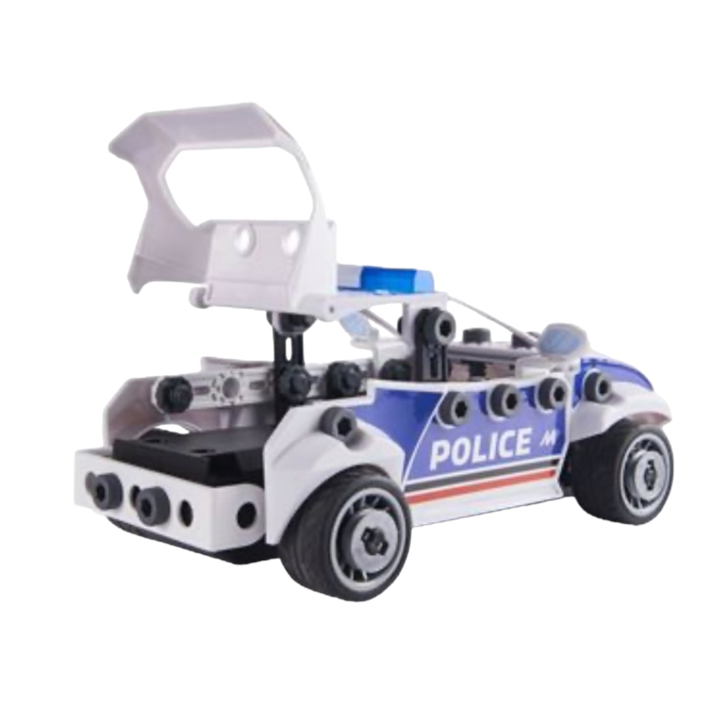 Meccano Junior, RC Police Car with Working Trunk and Real Tools, Toy Model Building Kit, STEM Toys