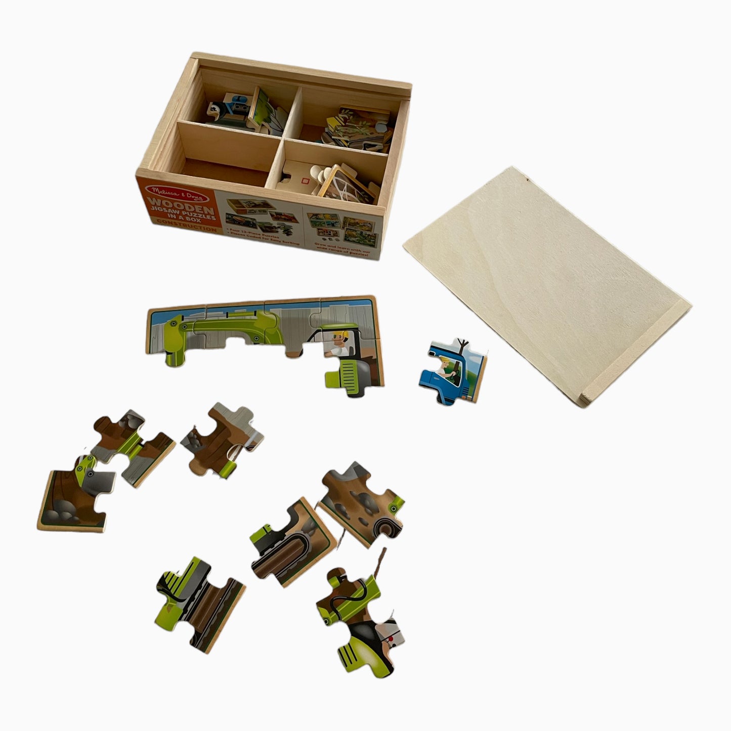 Melissa and Doug Wooden Jigsaw Puzzles in a box - Construction Theme