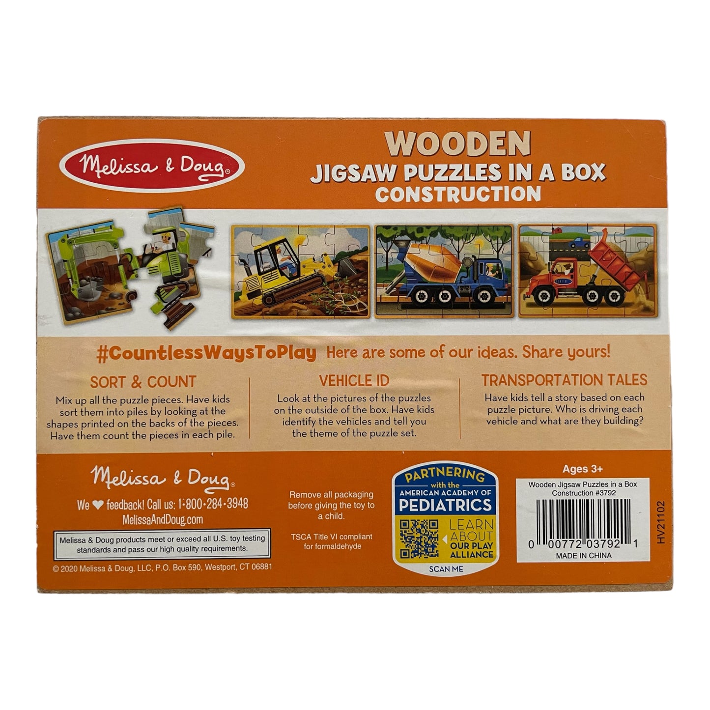 Melissa and Doug Wooden Jigsaw Puzzles in a box - Construction Theme