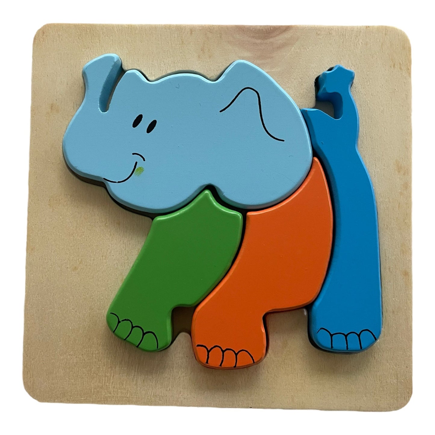 Puzzle en bois 3 éléments (canard, baleine, éléphant)