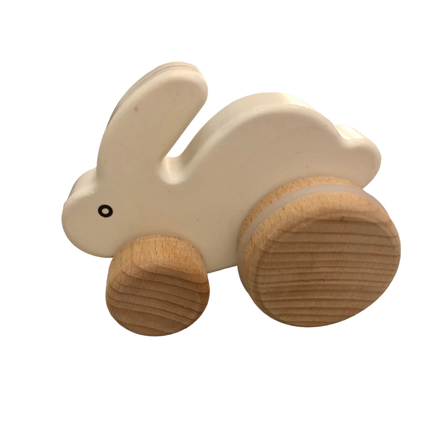 Small hopping wooden rabbit