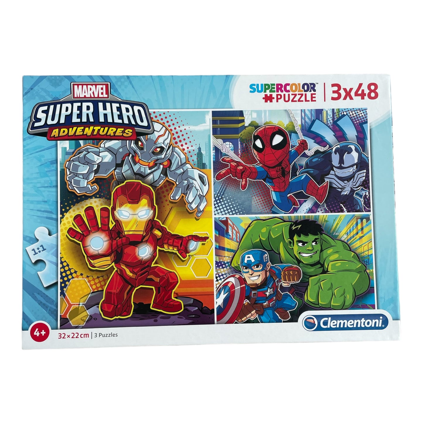 Clementoni - Marvel Super Hero Adventures -  3x48 Supercolor Puzzle