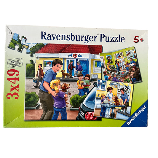 Ravensburger - Puzzle Chez le vétérinaire - 3x49 pièces