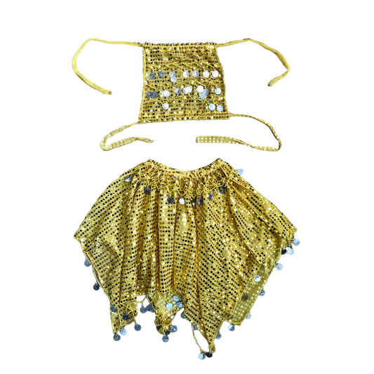 Belly dancer skirt with mask - Gold (7/8 years old)