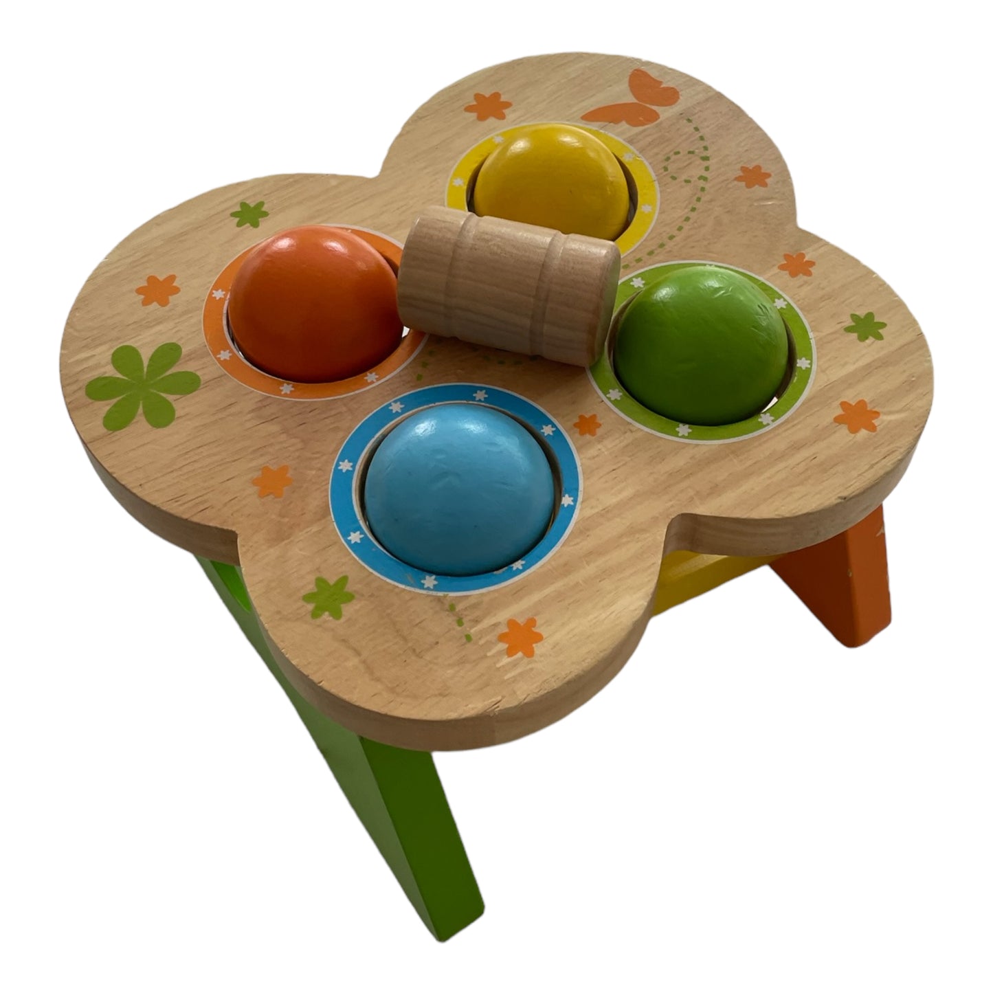 Ball track for baby with wooden bat and 4 colored balls