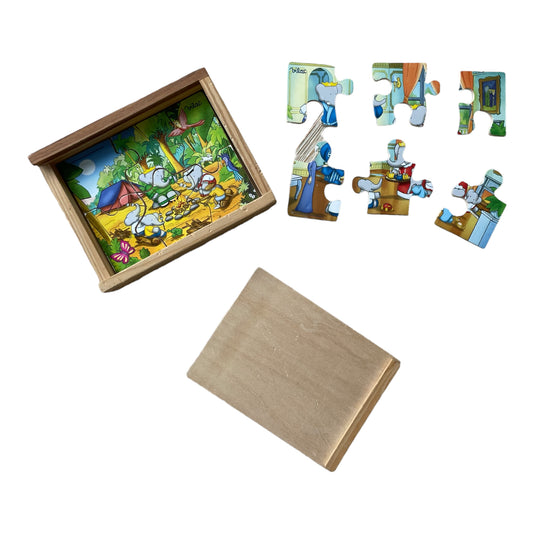 Vilac Barbar Wood Puzzle Box - 4 puzzles (6 pieces)