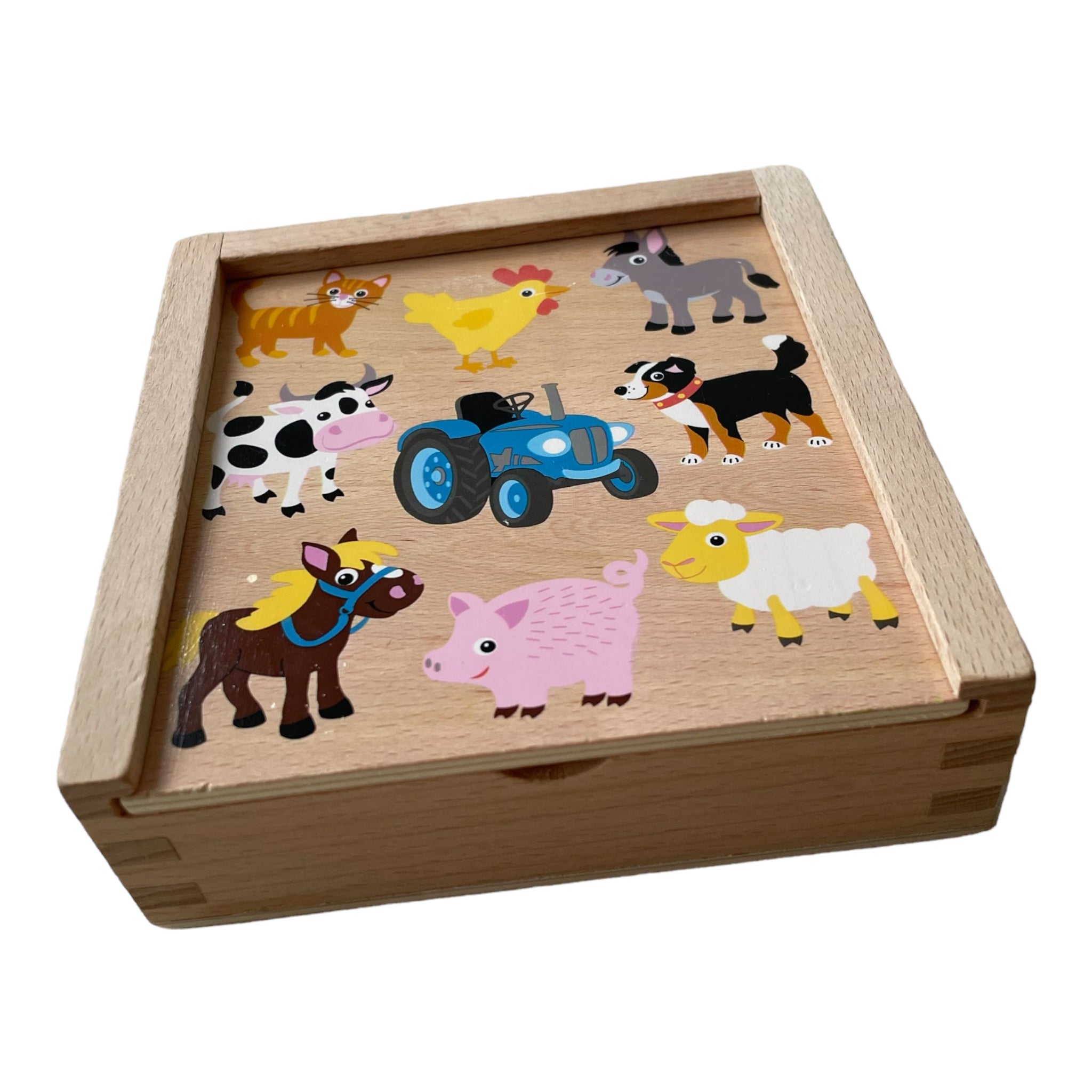 Wooden memory cheapest game farm animals