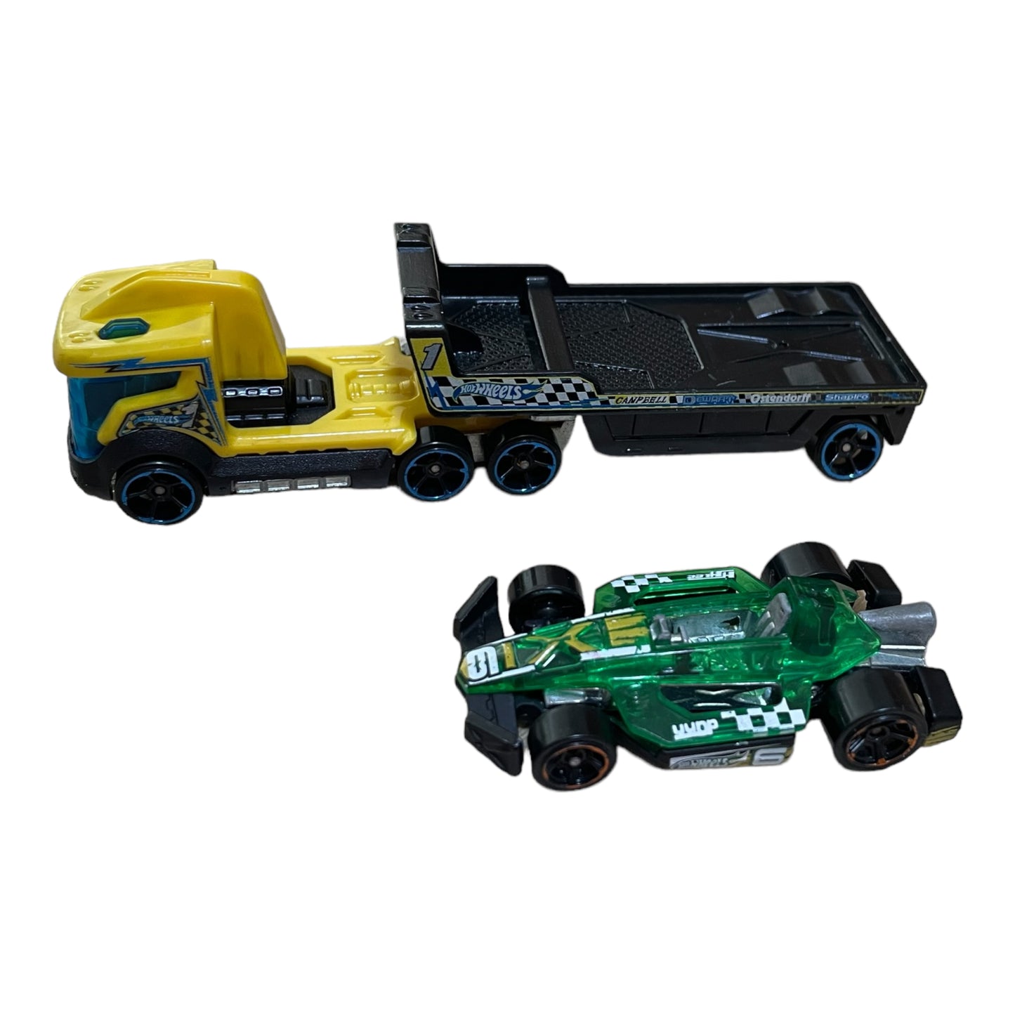 Mattel Hot Wheels Racing Convoy Vehicle - Black, blue, and Yellow