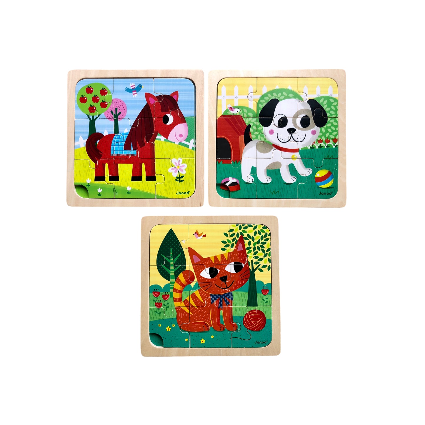 Janod - Trio de Puzzles en Bois - 9 pièces