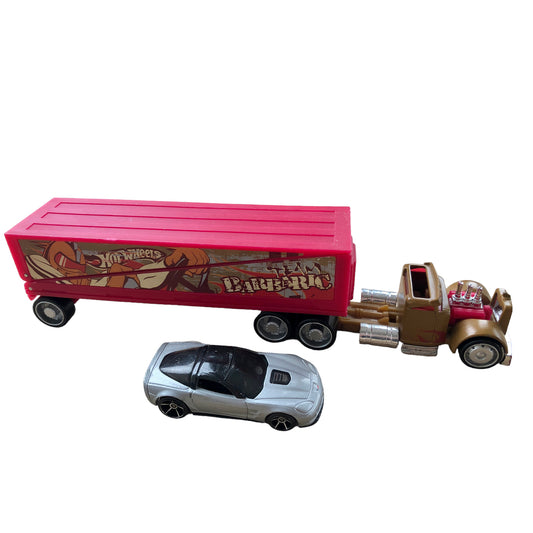 Hot Wheels - Barbaric Rumble Road - Camion de transport et véhicule