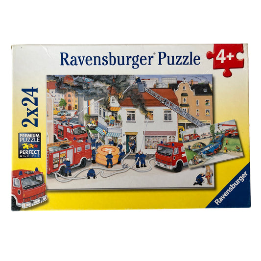 Ravensburger - Avec les pompiers Puzzle 2x24 pièces