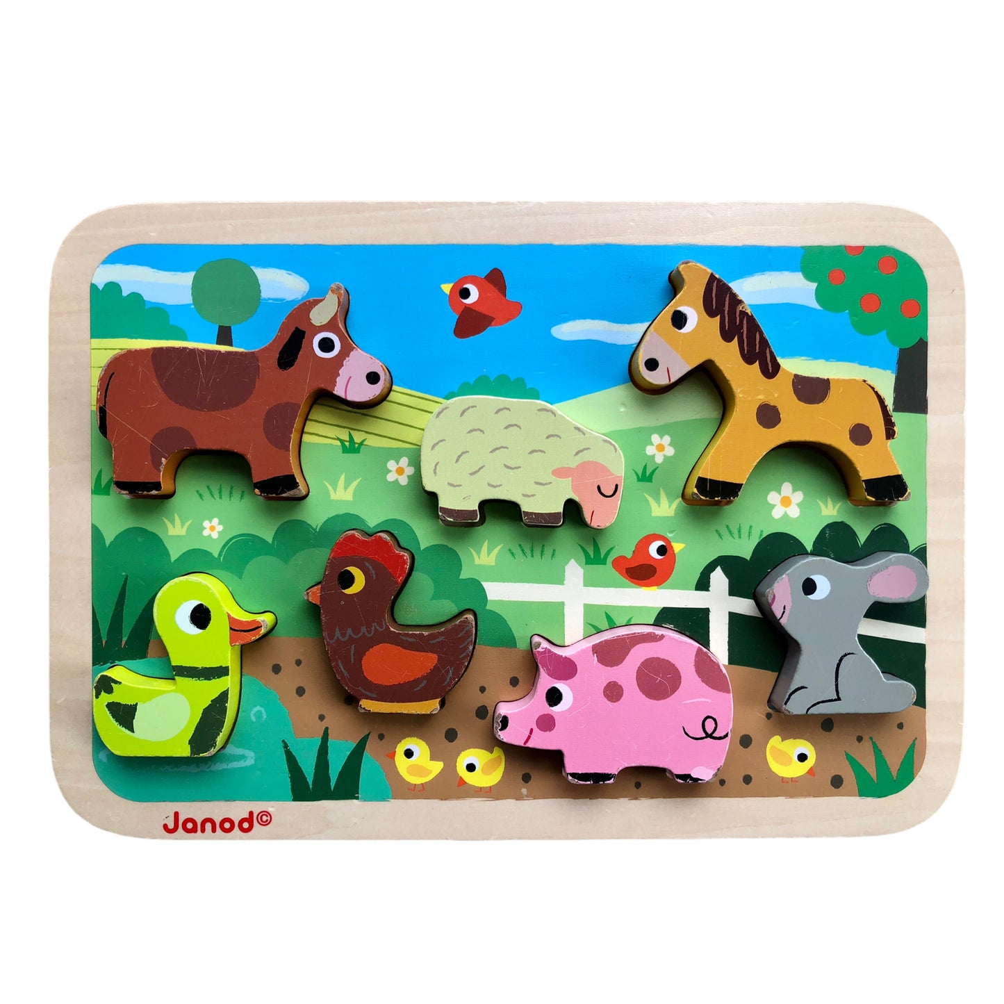 Janod - Wooden Puzzle Farm, 7 pieces