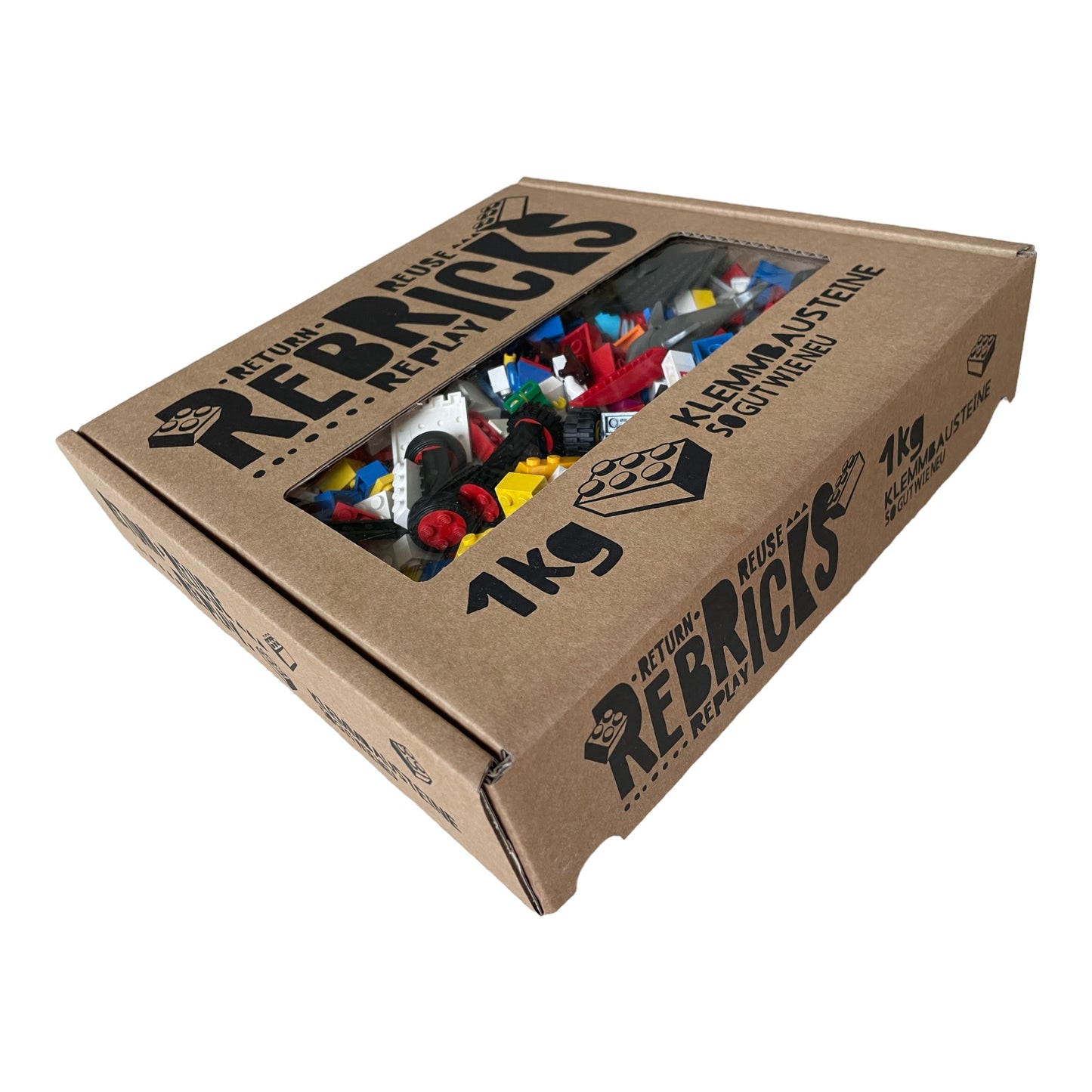 Rebricks - Box of 1 kilo of used, cleaned building blocks from Lego® or other compatible brands. As good as new !