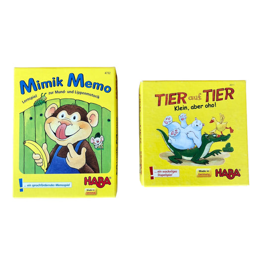 Set of 2 game boards travel edition: Tier auf Tier and Mimik Memo