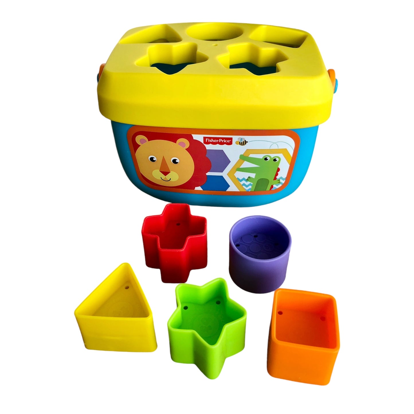 Fisher Price - Babys erste Bausteine, 5 Formen, leuchtende Farben und Aufbewahrungseimer