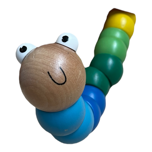 Flexible caterpillar wooden motor skills toy