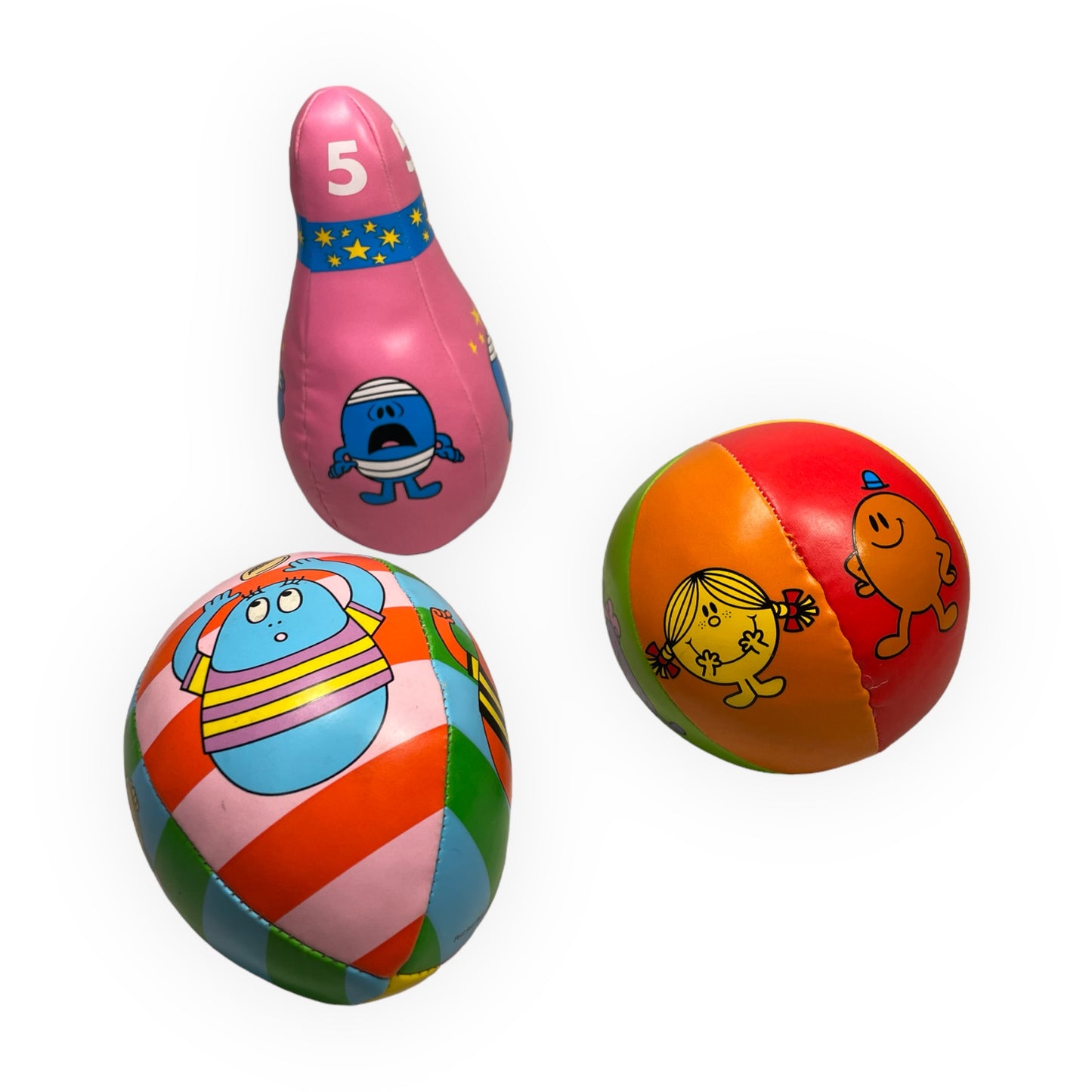 Soft bowling set with Mr men and Little Miss illustrations